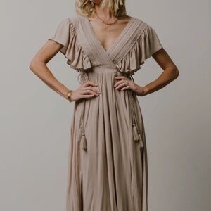 Baltic Born Sand Jennifer Deep V Neck Maxi Dress Size S